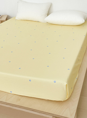 蓝莓的假期 设计师原创100%全棉床单床笠奶油ins风1.8m黄色双人床