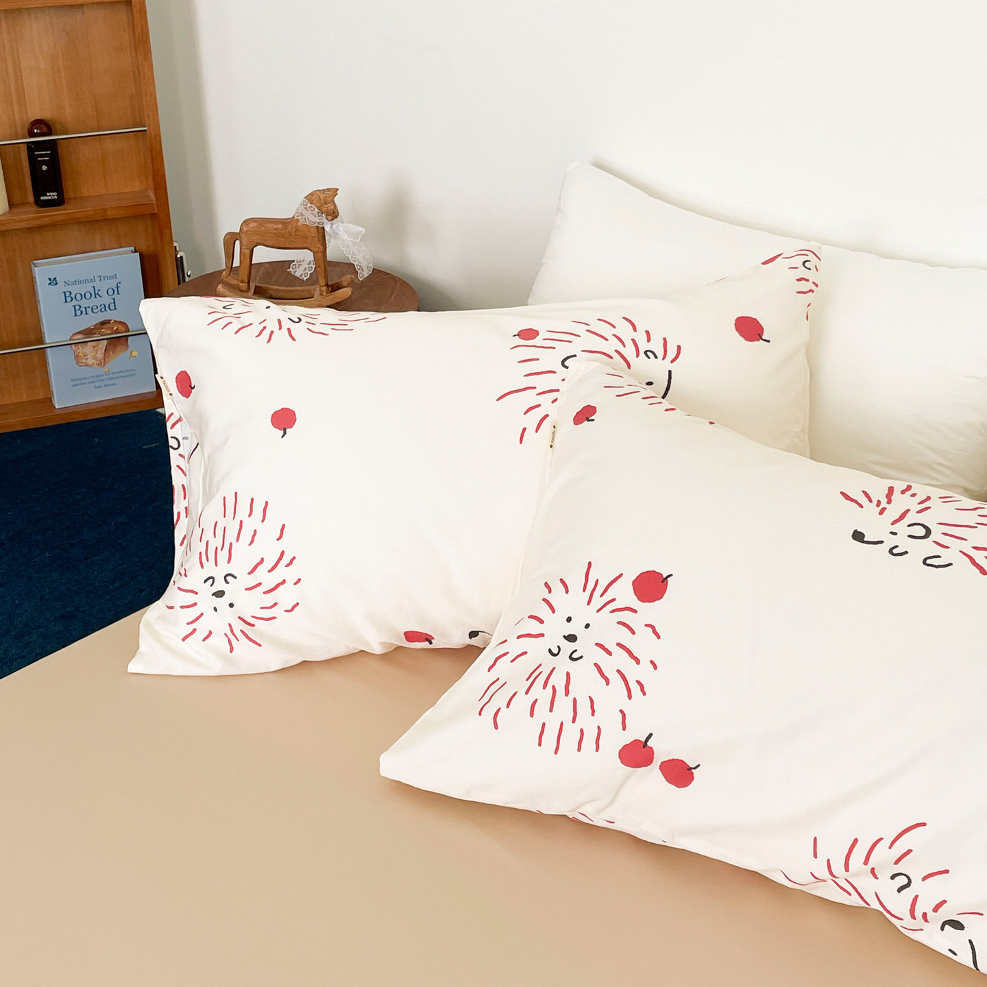 刺猬与果实 小众日系60s长绒棉枕套单人枕芯罩全棉裸睡贡缎单只装