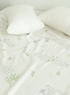 花园的情诗 原创清新碎花双层纱A类全棉温柔绿床单床笠160x240cm