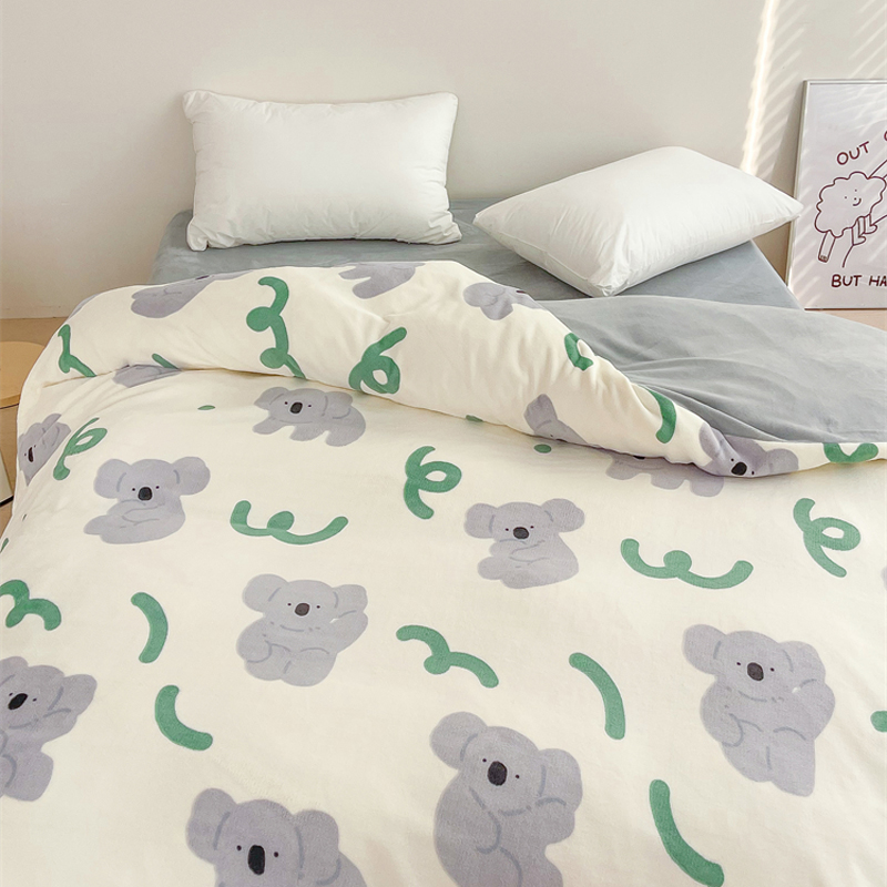 考拉暖宝宝  原创治愈系卡通插画冬季奶油绒厚被套被罩保暖单双人