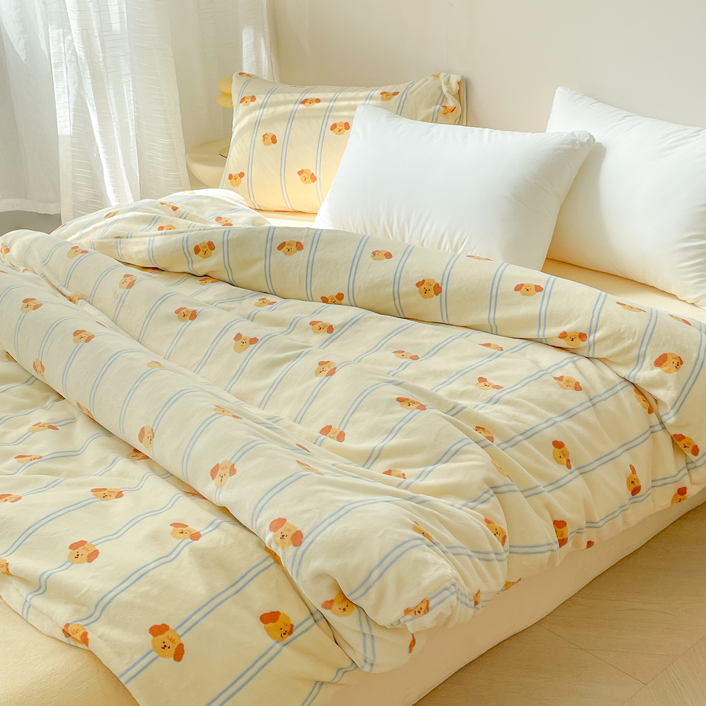 小狗有芝士 原创韩系奶油绒被套被芯罩秋冬可爱卡通单件加厚保暖