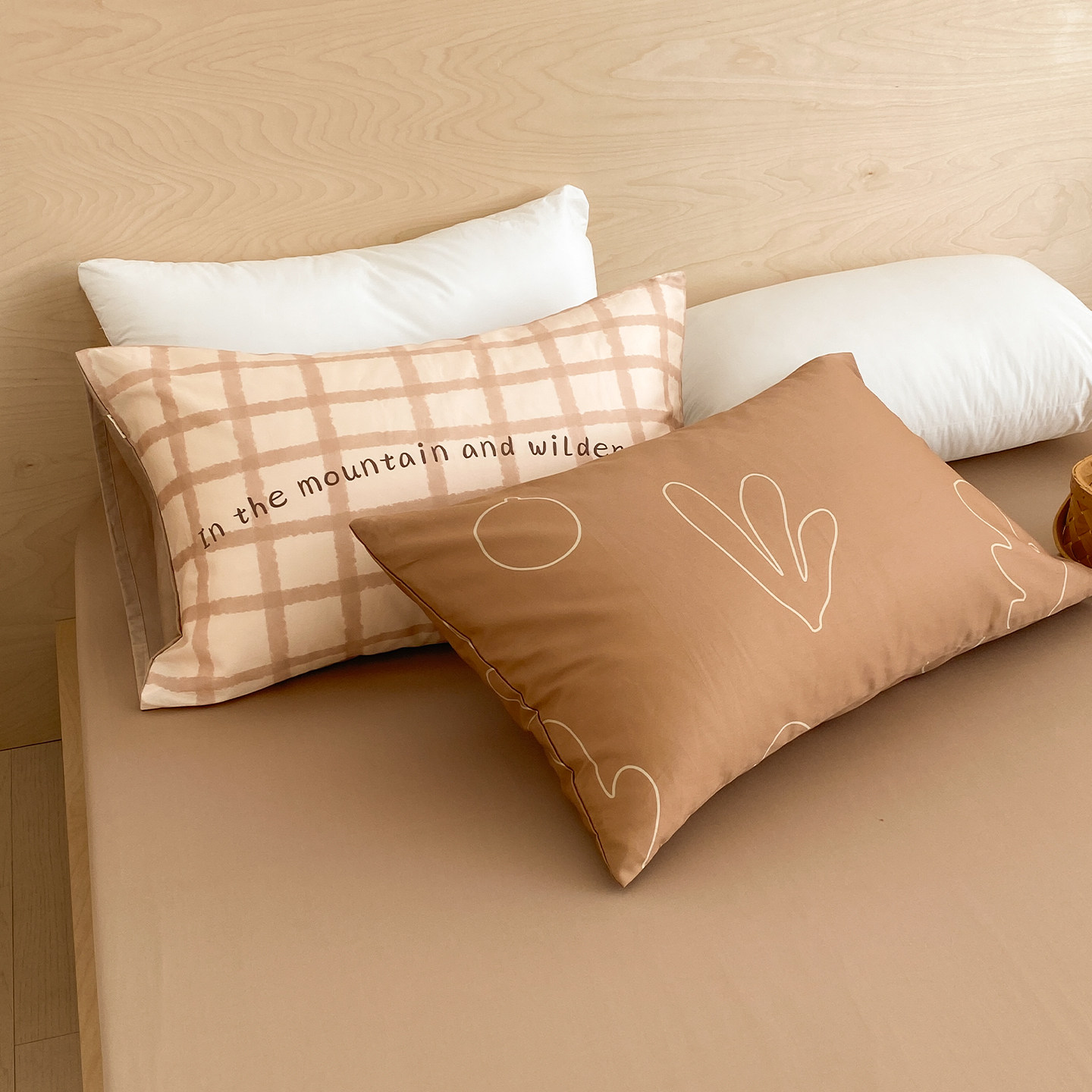 山野里 日系复古风原创60支全棉枕套简约格纹枕芯罩裸睡感 单只装,床上用品,枕套,淘宝优惠券,粉丝福利购,淘宝优惠卷