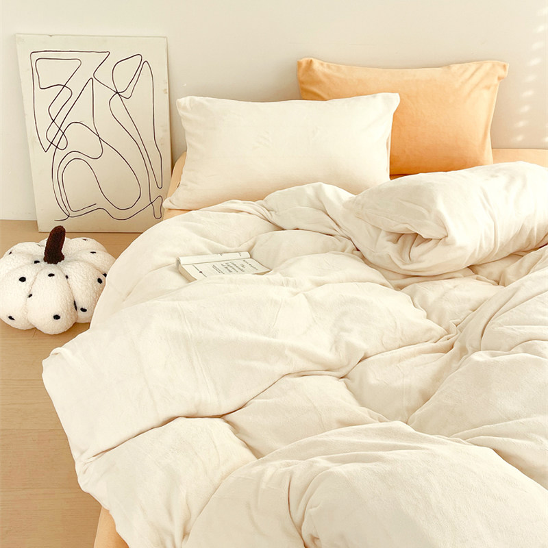 温暖原创纯色奶油绒三四件套