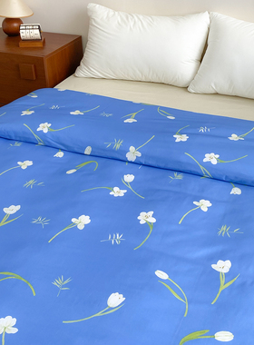 蓝色傍晚 原创蓝调碎花60s长绒棉小众现代ins被套设计师款被芯罩