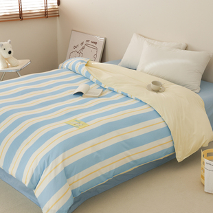 跳进舒适圈 插画师原创清新设计全棉被套被罩单件纯棉条纹