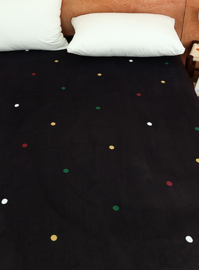 礼物的夜晚 原创包豪斯波点奶油绒床单床笠单件保暖双人床黑色系