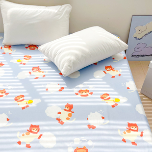 滚雪球的猫 可爱风原创全棉双层纱床单床笠纯棉趣味性透气单双人