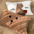 熊熊咖啡 松弛复古小熊奶油绒枕套秋冬保暖枕芯罩ins风小众单只装