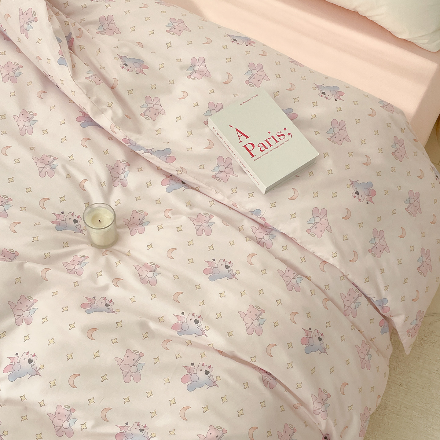 与爱神书 小众原创全棉被套粉色小熊被芯罩100纯棉1.5m单人少女感,床上用品,被套,淘宝优惠券,粉丝福利购,淘宝优惠卷