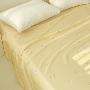 小暖日 原创奶fufu全棉床单床笠纯棉黄色单人床1.5/1.8m 柔软舒适