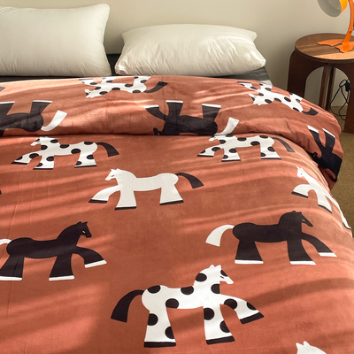 马福福 马年原创本命年奶油绒被套被罩被子套复古可爱厚毛绒冬暖