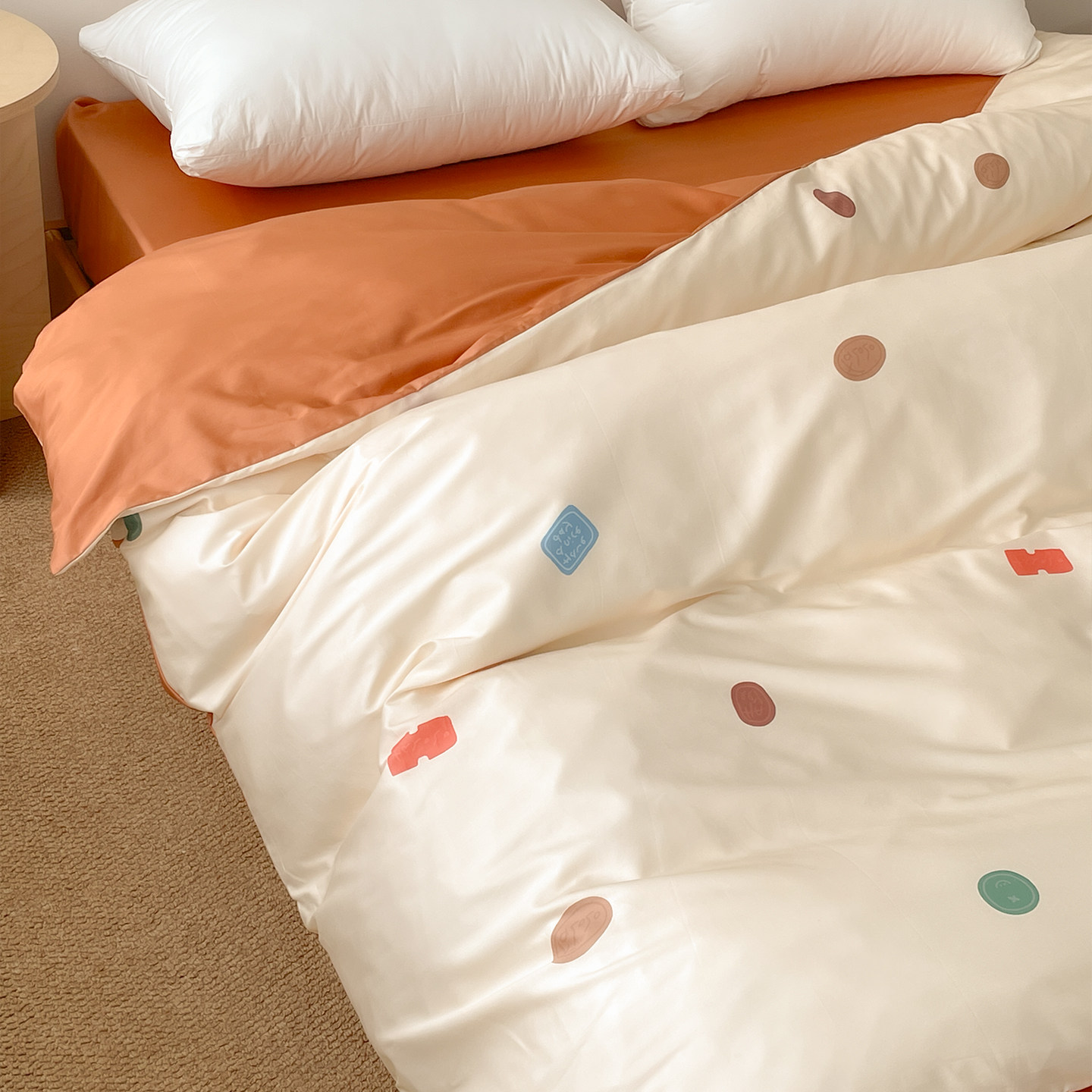 好事记录 原创韩系60s全棉长绒棉被套裸睡贡缎被芯罩滤镜感