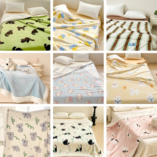 花花造梦原创卡通设计羊羔绒盖毯保暖奶油绒毯子秋冬双层加厚毛毯