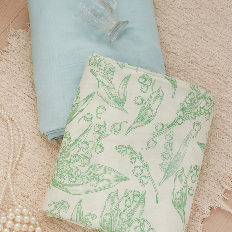 清澈里 夏日清新原创铃兰插画A类全棉双层纱床单纯棉透气床笠宿舍,床上用品,床单,淘宝优惠券,粉丝福利购,淘宝优惠卷