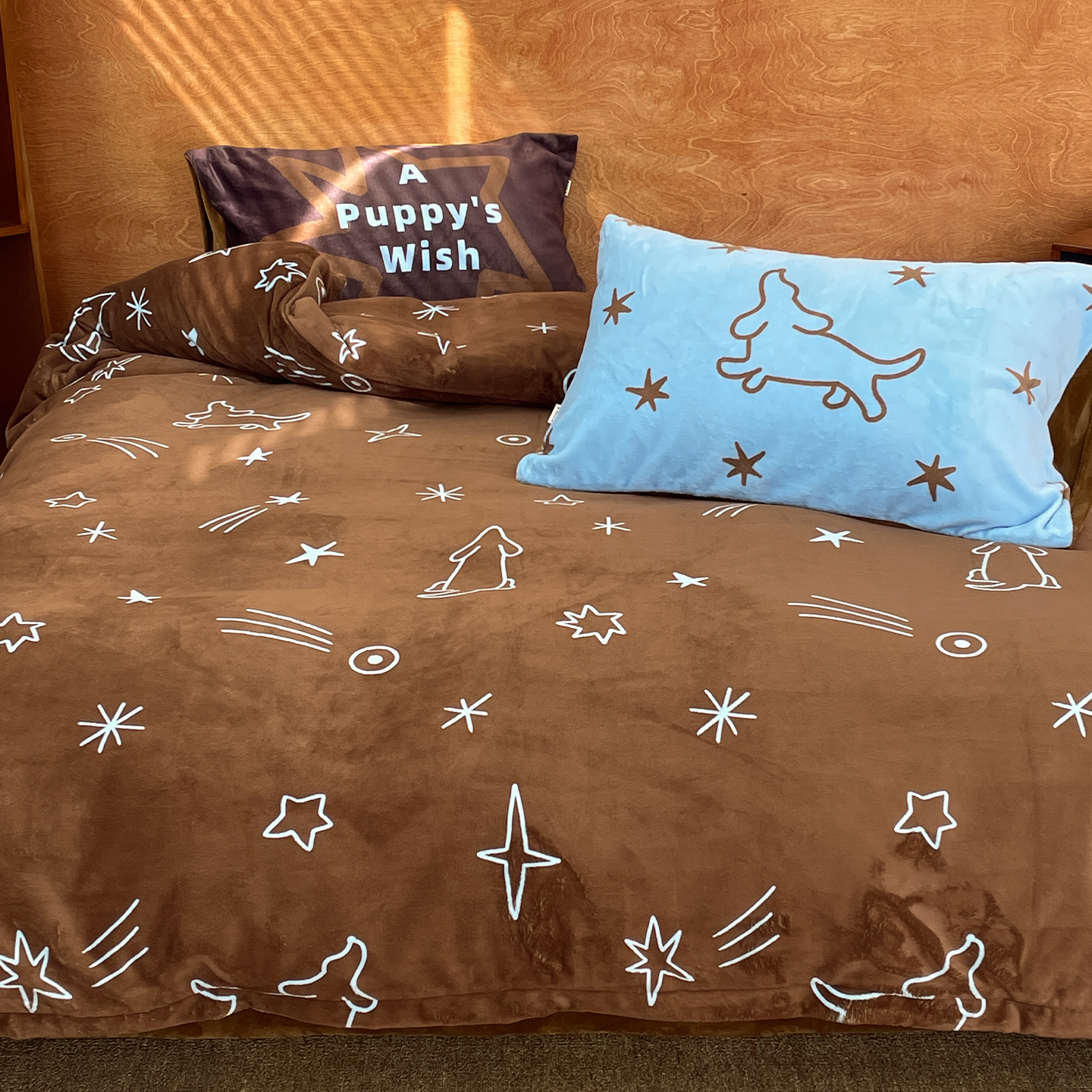 小狗许愿时 原创美式复古奶油绒四件套被套床单床笠加厚毛绒保暖