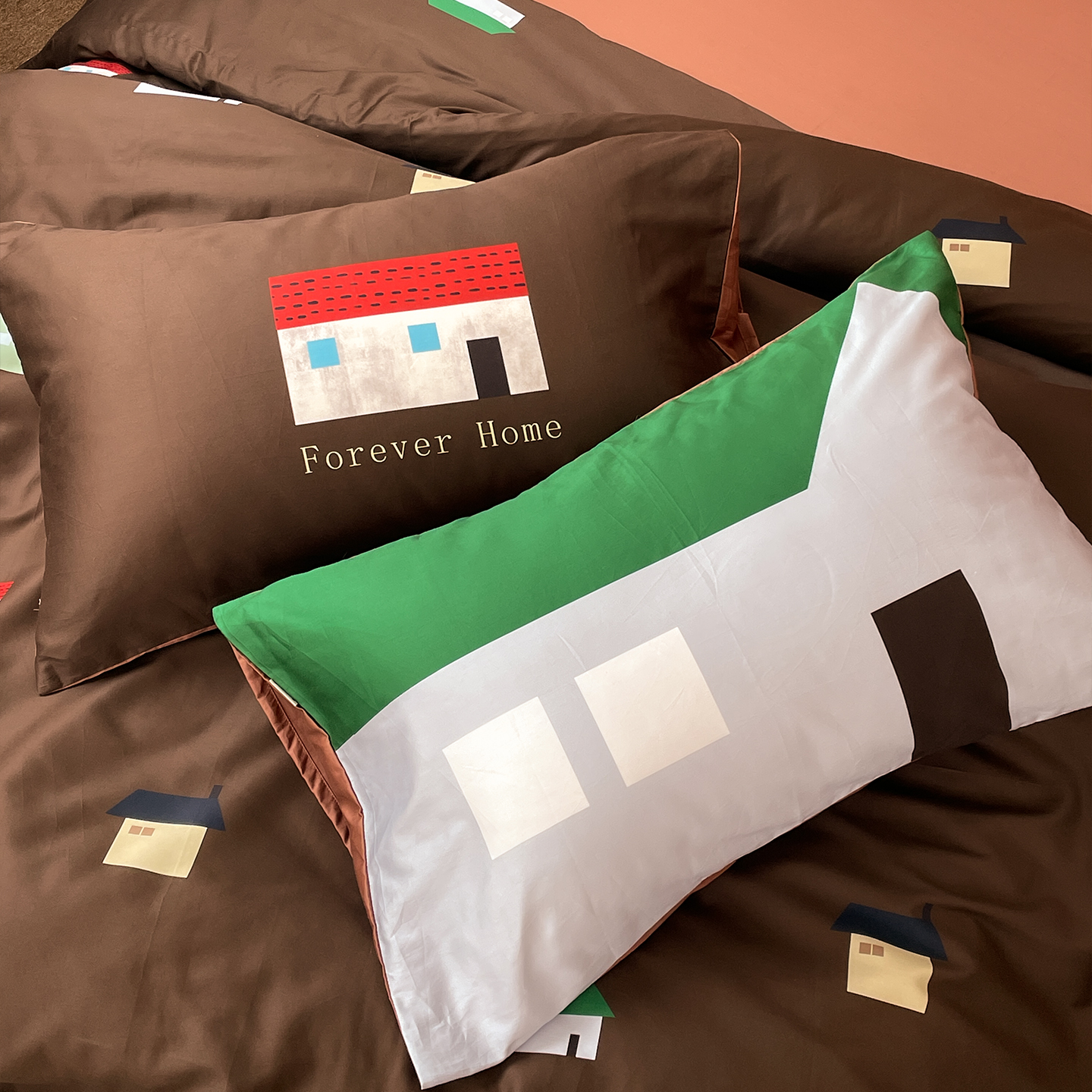 小屋企 设计感小众60s全棉长绒棉枕套慵懒风枕芯罩裸睡亲肤单只装