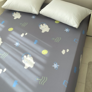 小兔的星际 松弛感原创全棉床单床笠100%纯棉1米5单人床 可爱小众