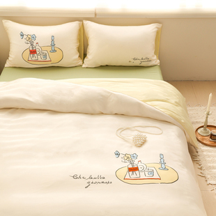 那不勒斯清晨 插画师原创手绘天丝三四件套被套床单凉爽细腻