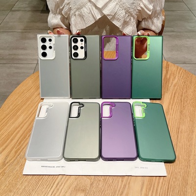 适用三星Galaxy S25Edge S24FE S23+S22 S21 S25Ultra彩银手机壳 镭射imd壳三星NOTE20 Ultra 纯色磨砂肤感套