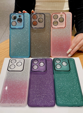 适用外贸传音infinix HOT60i GT30PRO闪粉护镜手机壳 传音Smart 10/POP10 10PLUS魅瞳套护镜套自带镜头膜批发