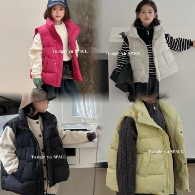 童乐鱼童装2025秋冬新款男女童韩版简单百搭休闲羽绒马甲外套7720