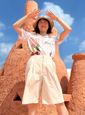 HONEY KUMA 小众设计品牌衬衫女粉小兔子上衣日系复古夏威夷衬衫