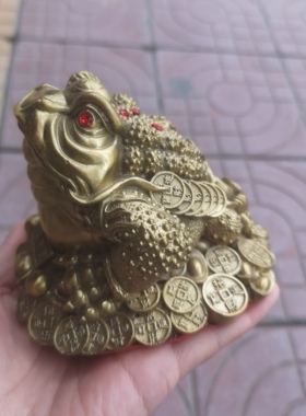 黄铜纯铜金蟾摆件三足金蝉蟾蜍家居客厅玄关酒柜装饰店铺开业礼品