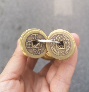 仿古钱真铜纯铜丁财两旺背龙凤呈祥铜钱铜板铜币摆件直径24厘米