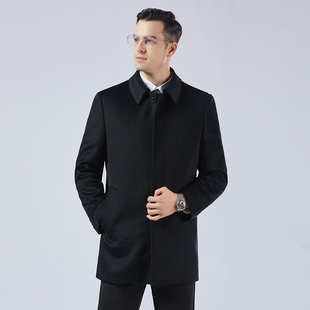 【哥伦布100%山羊绒面料+宝嘉美内胆纽扣款】男冬季中长保暖大衣