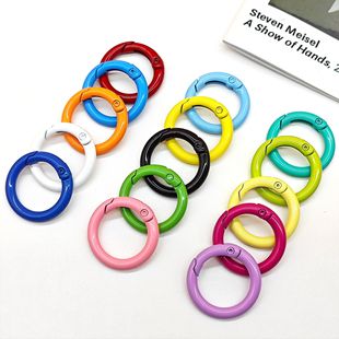 33mm烤漆彩色弹簧扣圆形开口弹簧圈钥匙扣LABUDIY饰品配件连接环