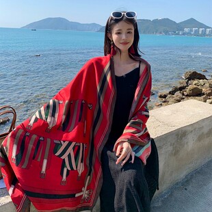 百变防晒披肩围巾两用多功能纱巾海边度假海滩丝巾女春夏季民族风