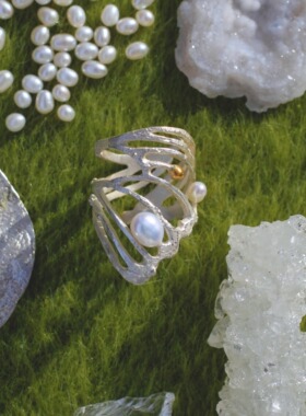雜粹纯银珍珠原创设计小众戒指