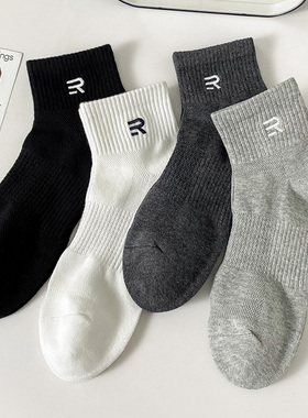 白色袜子男短袜纯棉防臭吸汗透气夏季薄款男生短筒袜运动春夏黑色