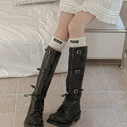 配靴子穿的堆堆袜女春秋季小腿袜