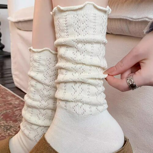 网眼透气薄款中筒袜夏季jk白色袜