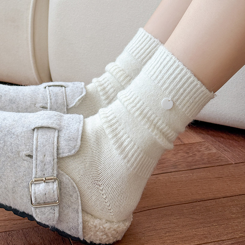 韩系纽扣羊毛袜子女秋冬季加绒加厚保暖中筒袜2025新款堆堆袜长筒,女士内衣/男士内衣/家居服,中筒袜,淘宝优惠券,粉丝福利购,淘宝优惠卷