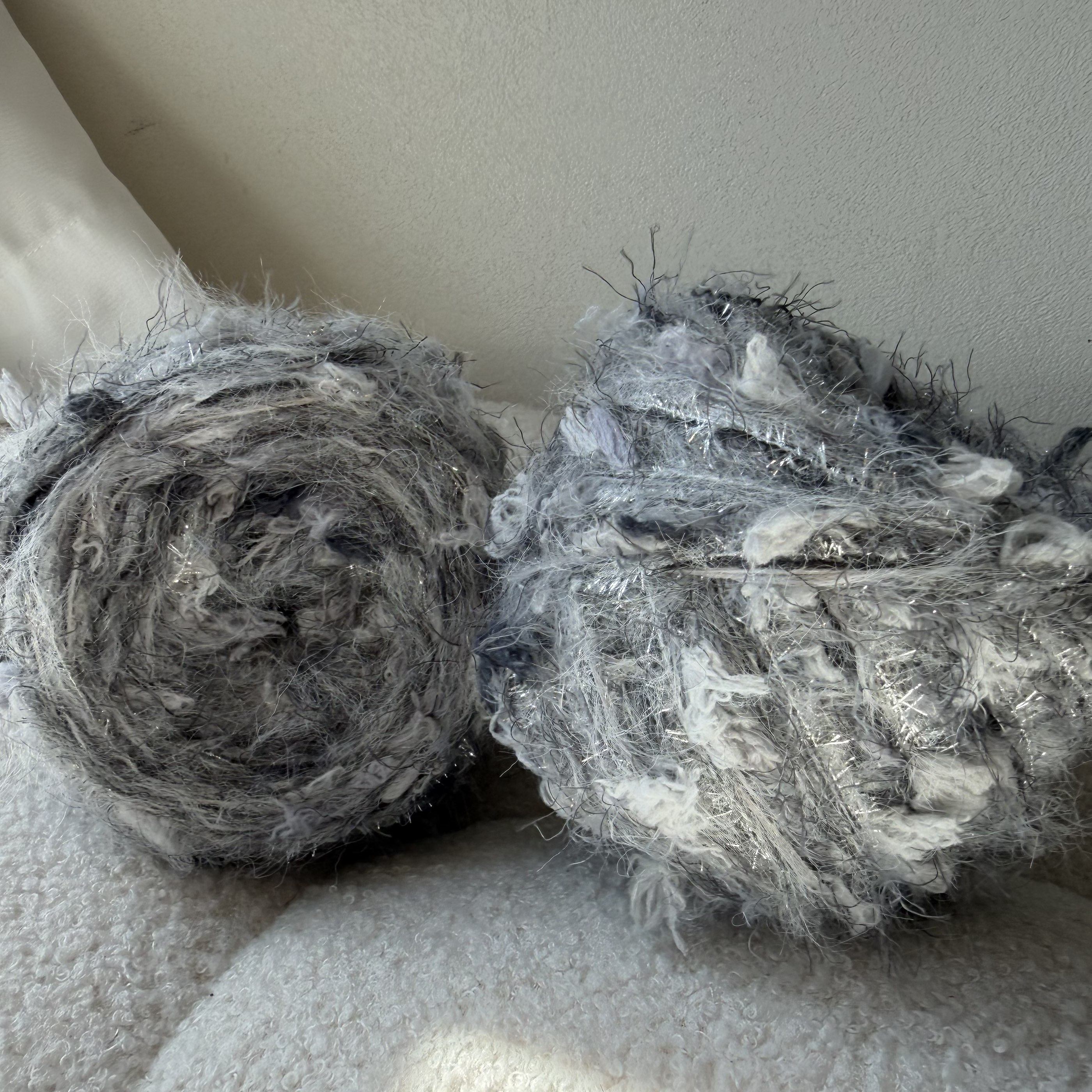 灰色系猫耳帽特色手混线毛线团手工编织diy材料围巾包包马海毛线