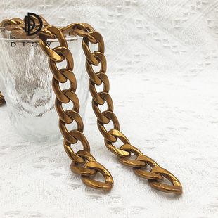 包包链条替换包肩带金属链子复古做旧古金色百搭宽扁链NK包带配件