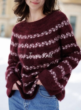 短笛提花套衫棒针编织中文图解文字说明