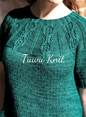 银合欢 麻花豆豆短袖棒针编织中文图解文字说明