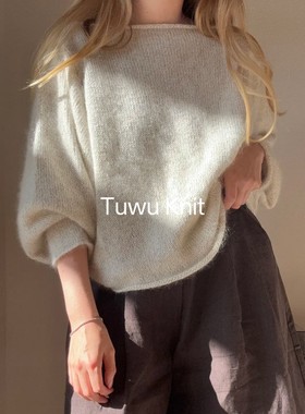 羽翼 女士蝙蝠袖套衫棒针编织中文图解文字说明