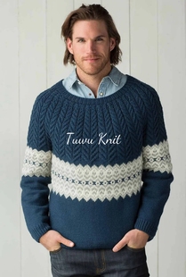 Bergen 男士山峰麻花提花毛衣棒针编织中文图解文字说明