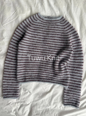 Frankie Blouse 女士条纹毛衣棒针编织解英文文字说明 非视频