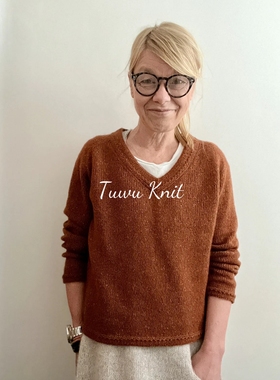 佐拉V领套衫棒针编织中文图解文字说明 非视频