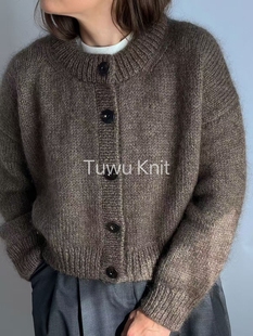 棒针编织中文图解文字说明 女士基础圆领开衫 Mono Boxy