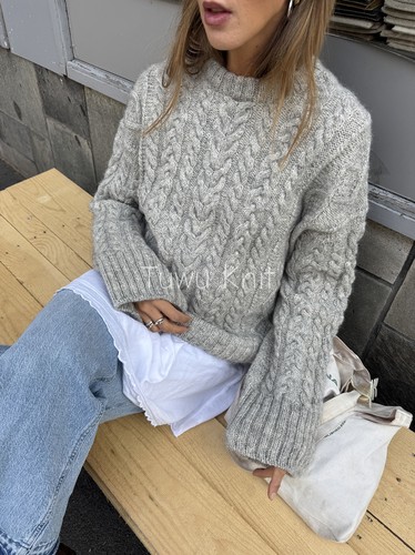 英文 Gyda Sweater 女士麻花套衫棒针编织文字图解 非视频