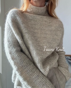 顾盼 女士玉米粒纹套衫编织中文图解文字说明