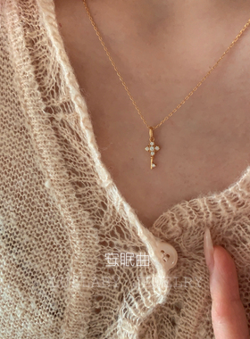 洗澡不用摘纯银四叶草mini锁骨链