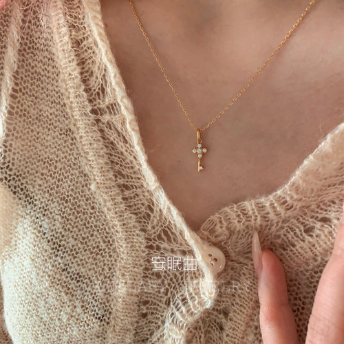 洗澡不用摘纯银四叶草mini锁骨链