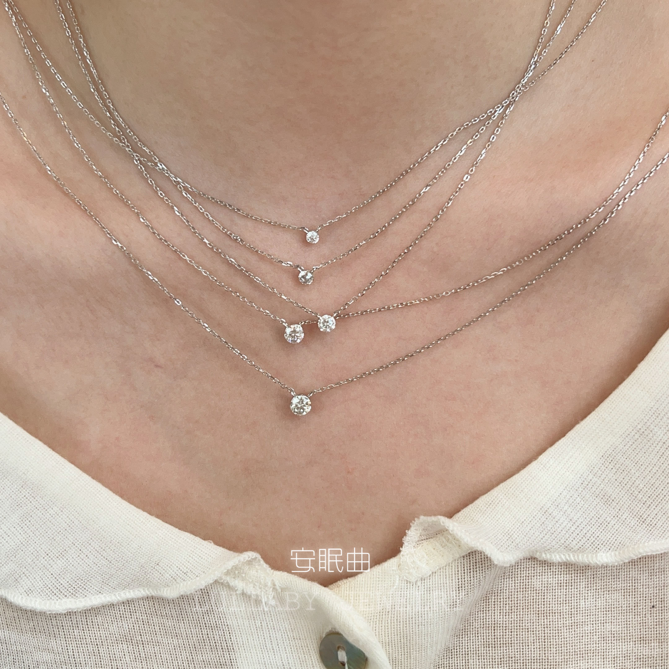 万年经典莫桑石钻!s925纯银项链